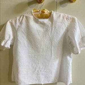 Vintage girls linen-cotton hand-smocked blouse